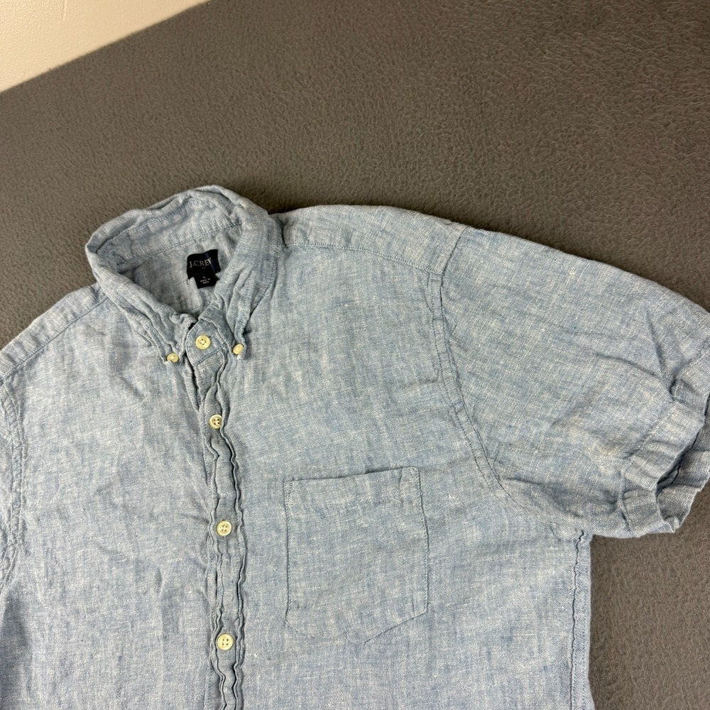 J Crew Shirt Men's L Blue 100%‎ Linen Short Sleeve Breathable Lightweight Beach